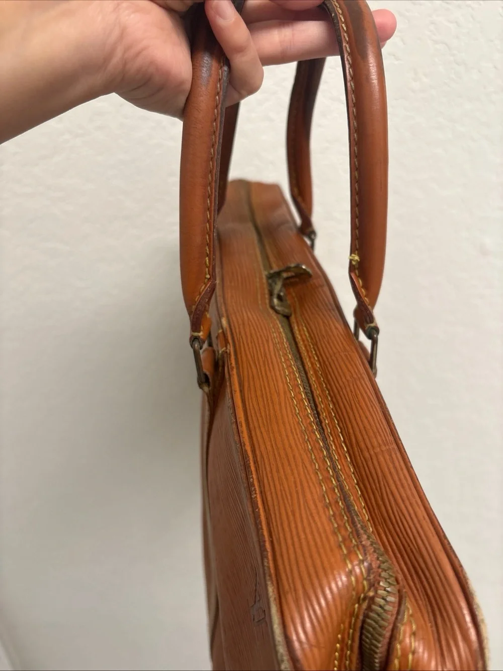 Louis Vuitton Porte Documents Voyage Brown Epi Handbag